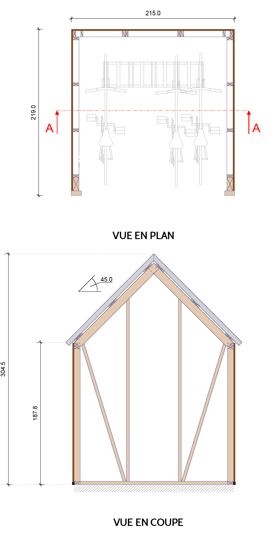 Plans Abri vélos 5P